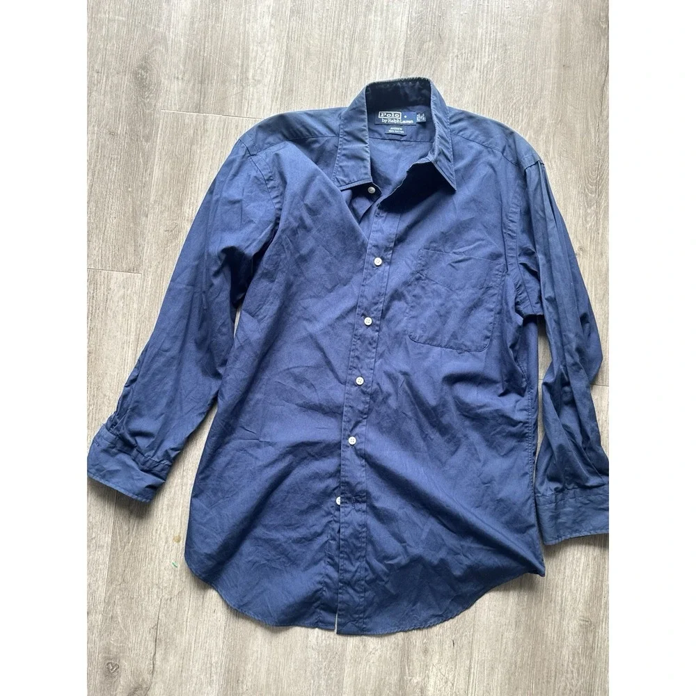 Polo Ralph Lauren Andrew Dress Shirt Mens 15 32/33 Navy 100% Cotton Button Up